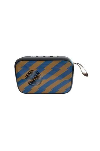 SIKS Boxă portabilă ® cu baterie reîncărcabilă, mini boxă, cablu USB, albastru/maro