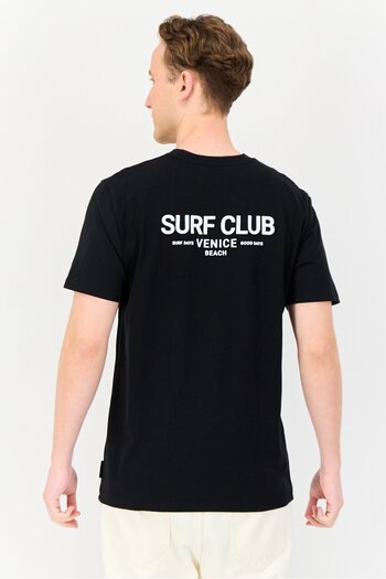 Threadbare Men Crew Neck Short Sleeve Graphic T Shirt, Black