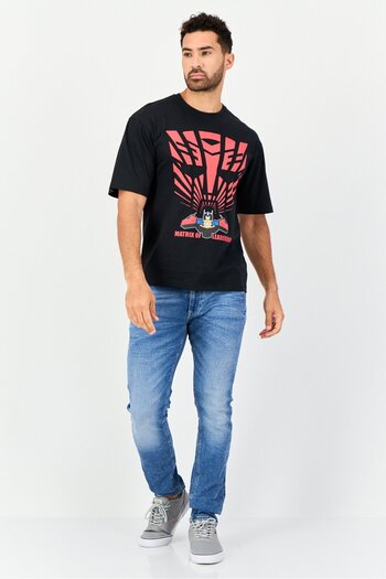 transformers Men Crew Neck Short Sleeves Graphic Print T-Shirt, Black