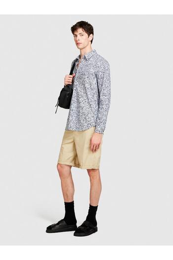 Sisley Stretch Cotton Fabric Waistband Hole Curled Leg Short Shorts Men's Beige Shorts - 324P4Teqs900Z