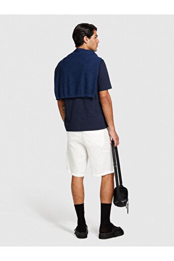 Sisley 100% Linen Slim Fit Bermuda Shorts Men Off White Shorts - 324P4Aghs9010