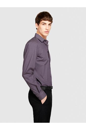 Sisley 100% Koton Square Printed Poplin Shirt Men Gray Shirt - 323A5Pfrsq02D