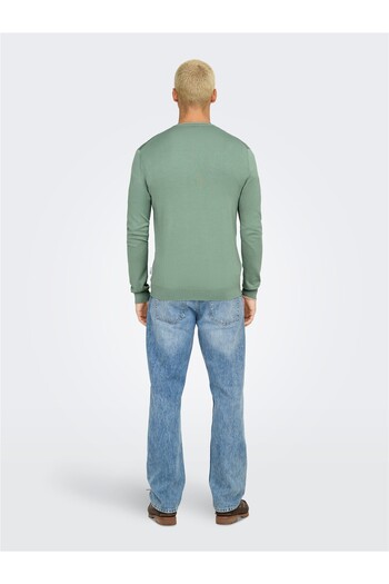 Only & Sons ONSWYLER LIFE REG 14 LS CREW KNIT NOOS Ανδρικό πράσινο πουλόβερ - 22020088
