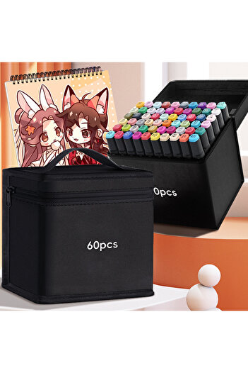 Wolawood Special Design Marker Pen Set 24-36-48-60-80-120 Colors Options Artist Drawing Kit with Carrying Bag