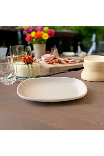 BARITCIOGLU Plate Oval Boat Classic White Shatterproof