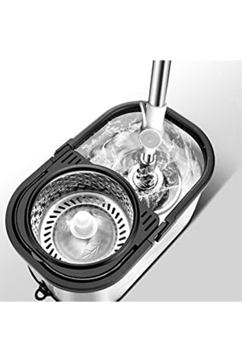 Generic Spin Cycle Mop Bucket System Stainless Steel Bucket and Mop Set 360° Rotating Mop for Floor Cleanin