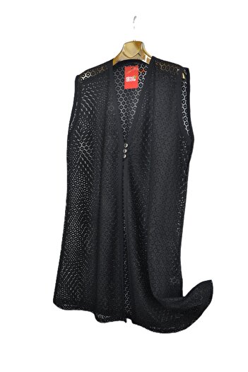 elma abone Plus Size Lace Three Button Vest