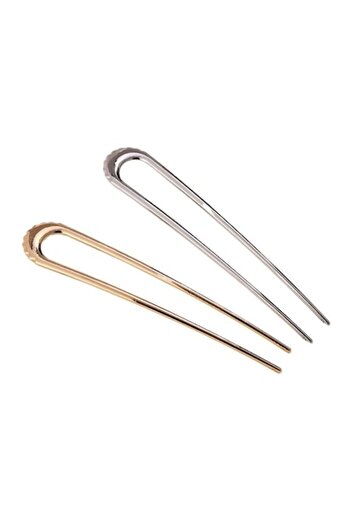 OEM Set 2 Ace Păr Auriu Și Argintiu, 12 Cm X 2 Cm, Metal, Accesoriu Păr, Decorații Pentru Păr