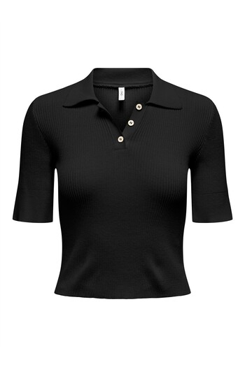ONLY Onlelectra Life Ss Polo Neck Knt Women's Black Sweater - O15341689