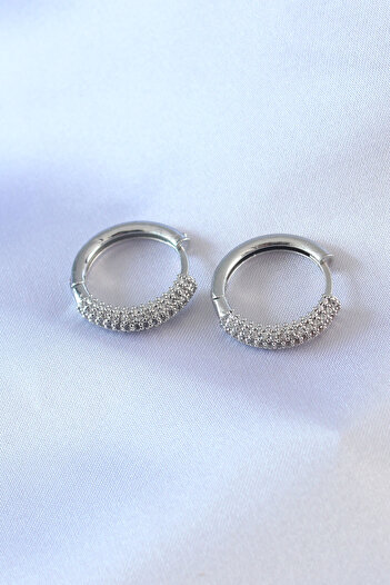 Skygo Silver Color Zircon Stone Hoop Model Brass Women's Earrings - TJ-BKP7525