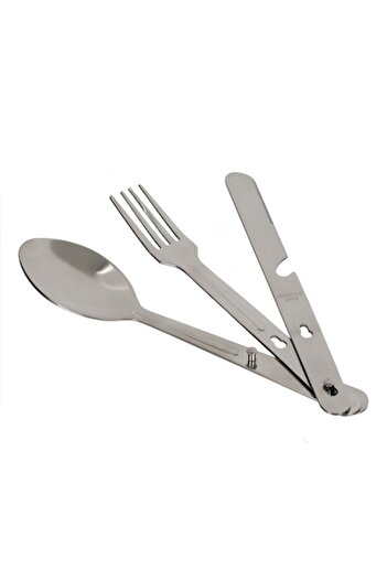SyaMAG Set Cutlery, 3 Pieces, Stainless Steel, Silver, Compact, Ideal for Camping and Excursions