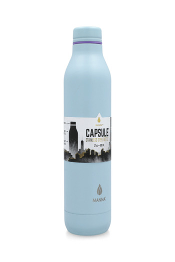 manna Capsule Powder Sky Durable Stainless Steel Water Bottle Light Blue 502ml