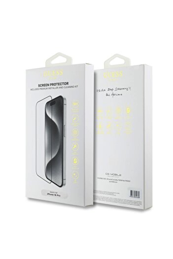 Guess Folie for iPhone 16 - Guess Classic 2.5D Outline (GUTGP16SBOKGCIT) - Black
