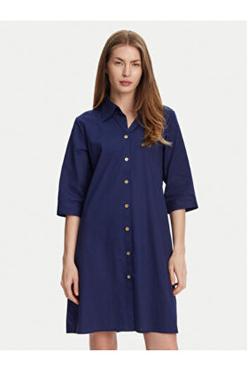 Selmark Rochie tip cămașă pentru femei BM033 Bleumarin