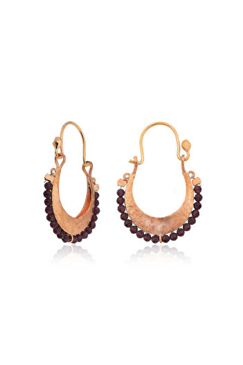 norsary Silver Burgundy Jewelled Bohemian Earrings