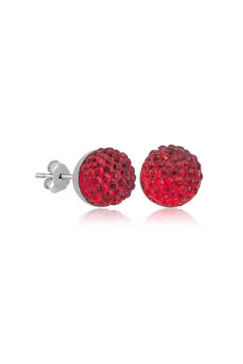 norsary Silver Red Crystal Studded Women's Earrings