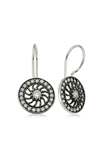 norsary Silver Jewelled Dangle Flower Earrings