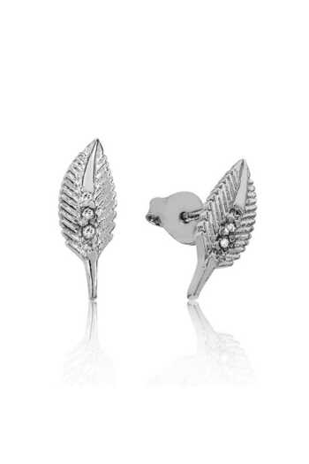 norsary Silver Leaf Studded Earrings