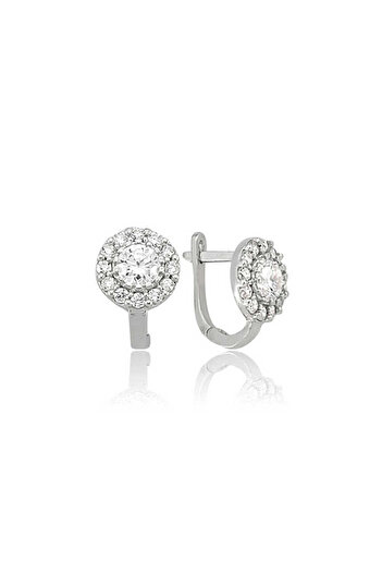 norsary Silver White Round Earrings