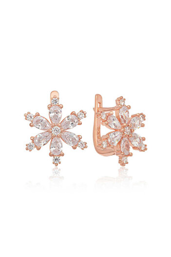 norsary Silver White Lotus Flower Women's Earrings