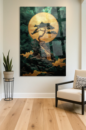 TAULART Artistic Abstract Tree Design Unbreakable Luxury Glass Painting Luxury Home Gift