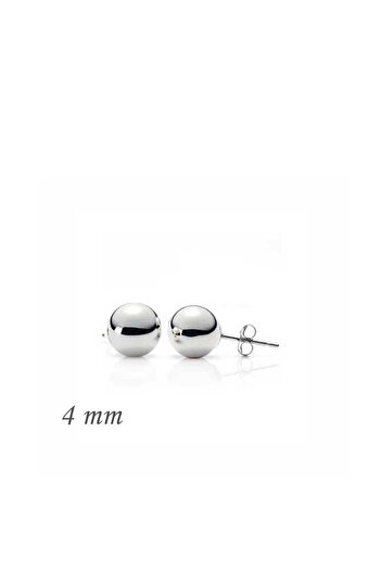 norsary Silver Ball Earrings - 4 mm