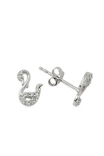 norsary Silver Swan Stud Earrings
