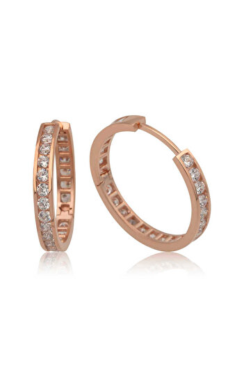 norsary Silver Zircon Stone Hoop Women's Earrings