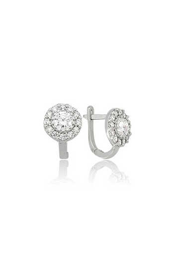 norsary Silver White Round Earrings