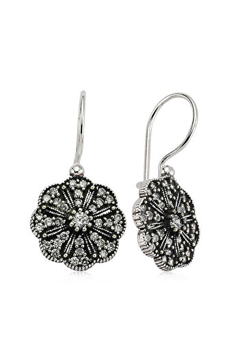 norsary Silver Dangle Flower Earrings