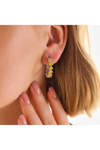 norsary Silver Yellow Stone Drop Studded Women's Earrings