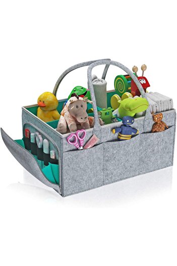 Yelajoy Baby Nappy Caddy Bag,High Quality Thick Felt Material,for Baby Books and Toy Organiser,33x23 x18cm