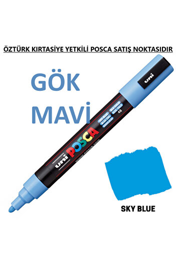 Uni Posca Sky Blue Marker Pc-5M (1.8-2.5mm) Poska Pc5M Pc - 5m