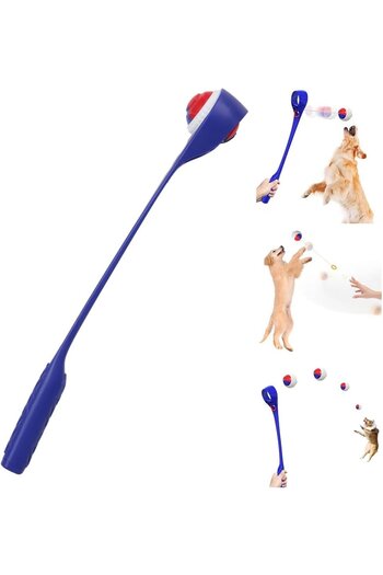 LAOYE Jucărie de aruncat pentru câini OYEYE, plastic, albastru/roșu/alb, 49,3 x 6,8 x 6,9 cm