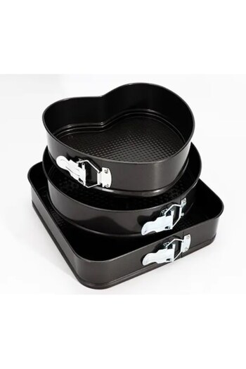Rovitech Set of 3 non-slip baking trays with removable walls, Black