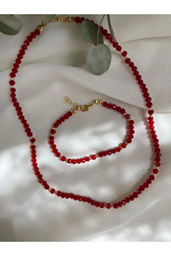 sabiha aksesuar Crystal Bead Necklace and Bracelet