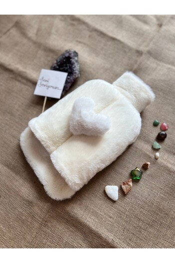 TREND COLOR Hot Water Bag White Plush with White Heart and I Love You Note Together 2 Liters