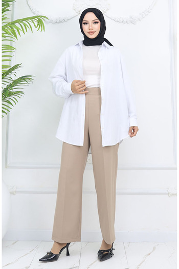sefamerve Wide Leg Trousers 4001-04 Milky Coffee