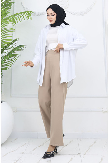 sefamerve Wide Leg Trousers 4001-04 Milky Coffee