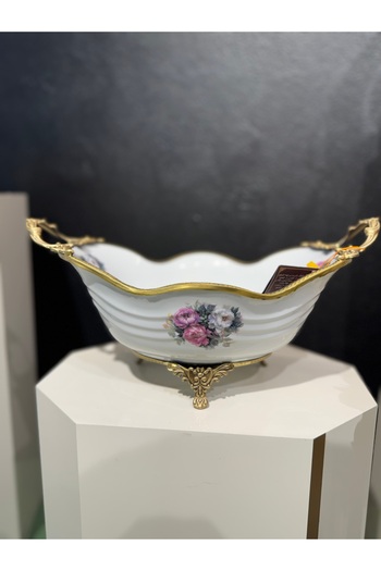 hediye Esterhomedecor Pedestal Presentation Plate 39*23*19cm Flower Presentation Plate with Handles