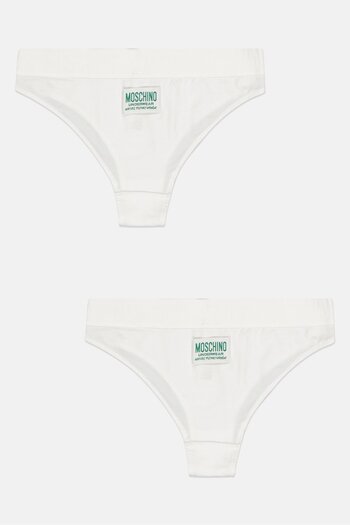 Moschino Women 2 Pieces Brand Logo Hipster Briefs, White