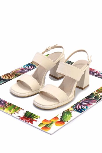 Bambi Matte Beige Women's Classic Heeled Shoes K05215164638