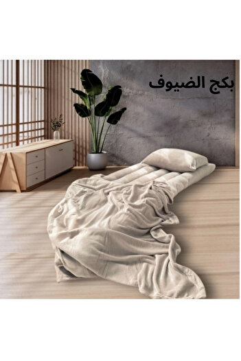 Generic 4-in-1 guest package consisting of a mattress, a light blanket, a pillow, and an elegant bag - natural cotton, size 180*90*15 cm