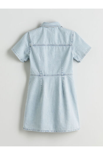LC Waikiki Xside Blue Shirt Collar Mini Jean Dress