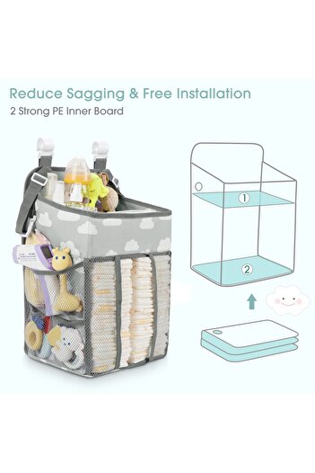 Yelajoy Baby Storage Box, Hanging Type, Can Store Baby Necessities, Suitable for in the Crib/Room