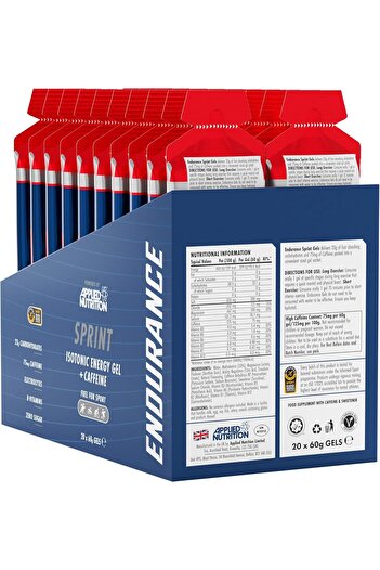 applied nutrition Endurance Velocity Fuel Sprint Isotonic Energy Gel Plus Caffeine, Fruit Burst, (Pack of 20)