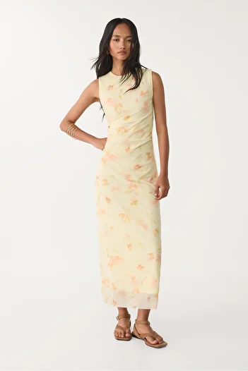 Stradivarius Printed tulle midi dress