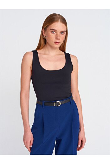 Dilvin Black Thick Strap Polymaid Undershirt
