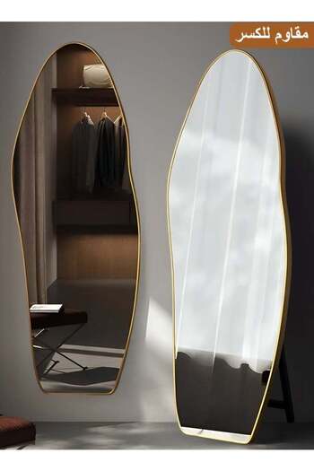 Taimi Extra Large Elegant Shatterproof Mirror 185x80cm-full Length Mirror With Gold Metal Frame And Stand