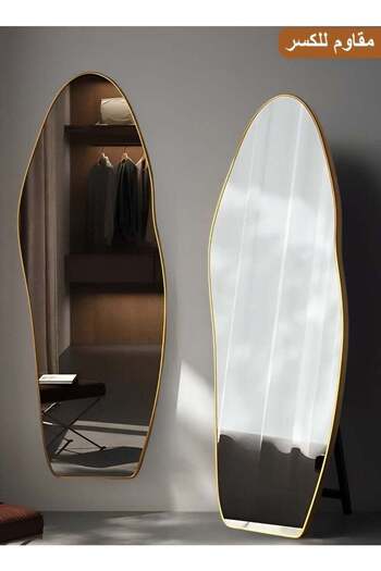 Taimi Extra Large Elegant Shatterproof Mirror 170x70cm-full Length Mirror With Gold Metal Frame And Stand